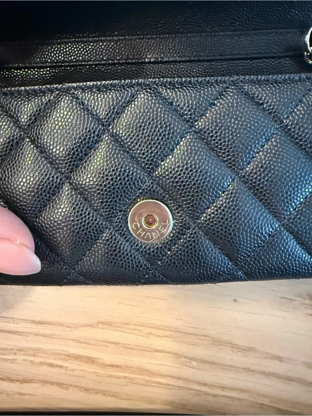Chanel Quilted Caviar Leather Mini Flap Bag sunglasses case - Black Gold GHW